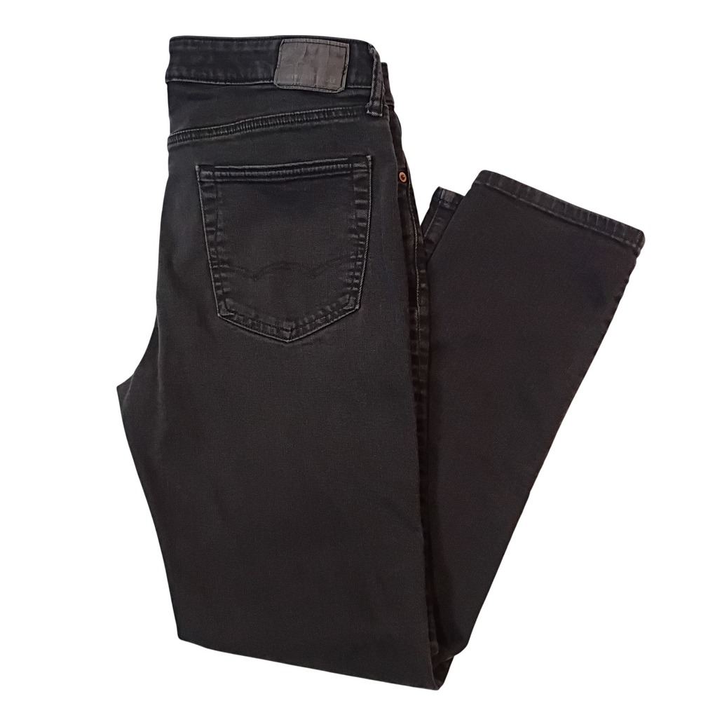 American Eagle Airflex+ Slim Straight Jeans Mens 33x32 Black Denim Stretch 35x29